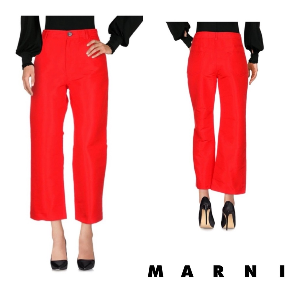 New! Rare MARNI Faille High Waist Wide Cropped Pants